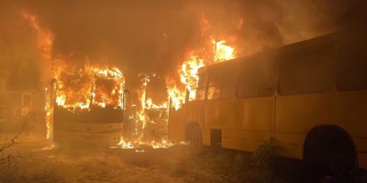 Amigos fumam maconha dentro de ônibus municipal e bituca de cigarro causa incêndio em três veículos