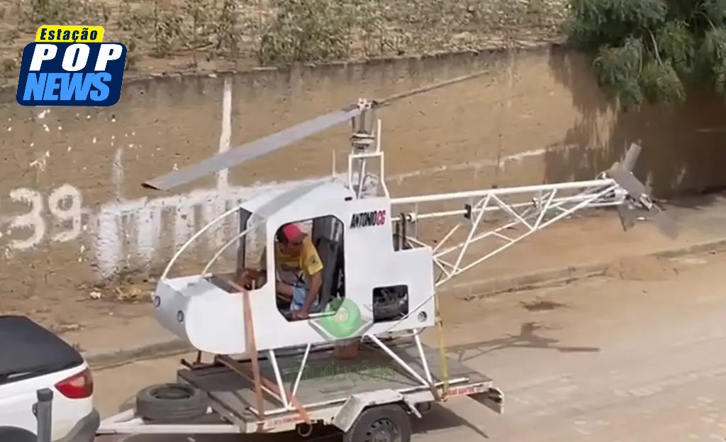 Região: Homem cria helicóptero com motor de Fusca, na Bahia