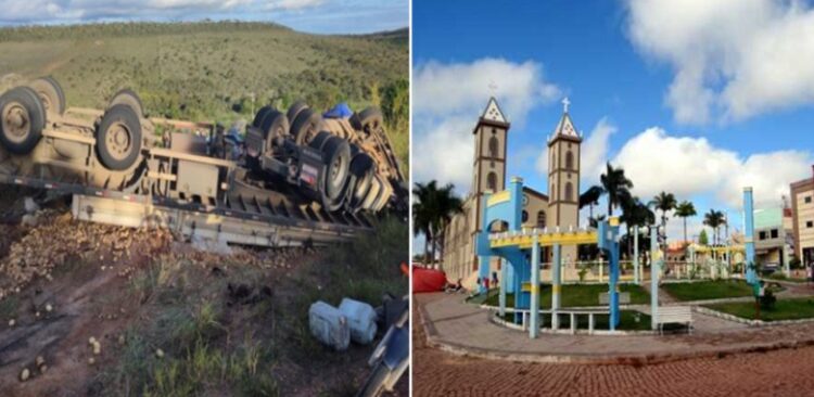 Chapada: Carreta carregada com batatas capota entre os municípios de Barra da Estiva e Ibicoara; motorista teve ferimentos leves